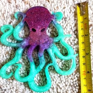 Purple green octopus decor